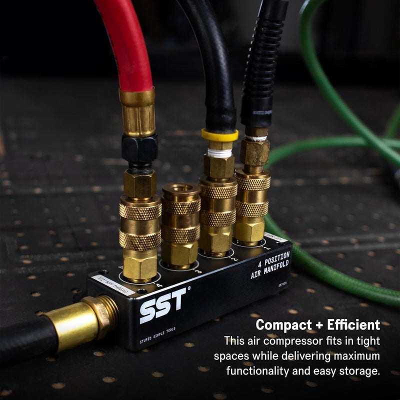Stupid Simple Tools SST - Air Manifold - 1/2" NPT Inlet and 1/4" NPT Outlet - Multi-Port Function - Air Compressor Fittings - (6 Position) - Image 5